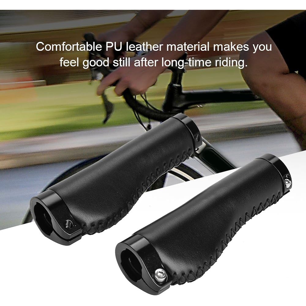 Asixx Bike Grip, Bicycle Handle Grip, PU Leather, Ergonomic Design, Easy to Grip, Easy to Install, Left and Right Set, 2 Colors