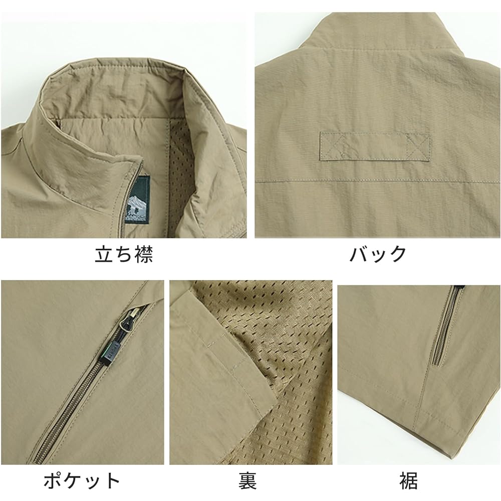 [Manatsulife] Men's Vest, Mesh Fishing Vest, For Work, Multi-pocket, Multi-functional, Water Repellent, Breathable, Photographer Vest, Fishing, Outdoor, Climbing, Stylish 1906