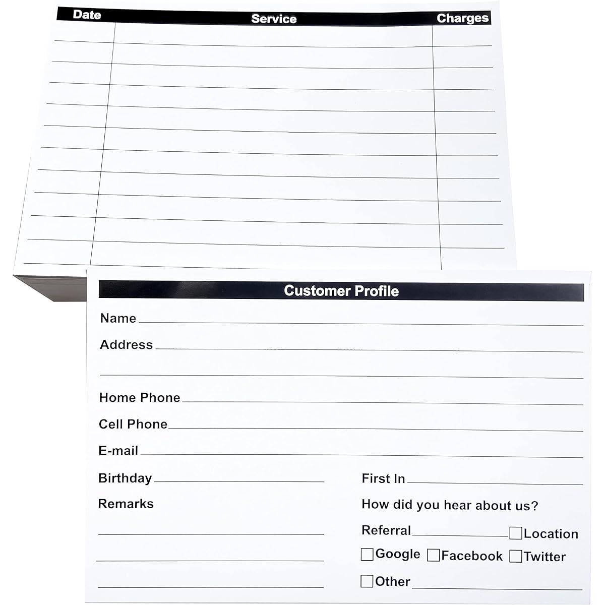 RXBC2011 Customer Profile Cards, Client Profile Cards for Business Stores (6 x 4 inch White 105 Pack)