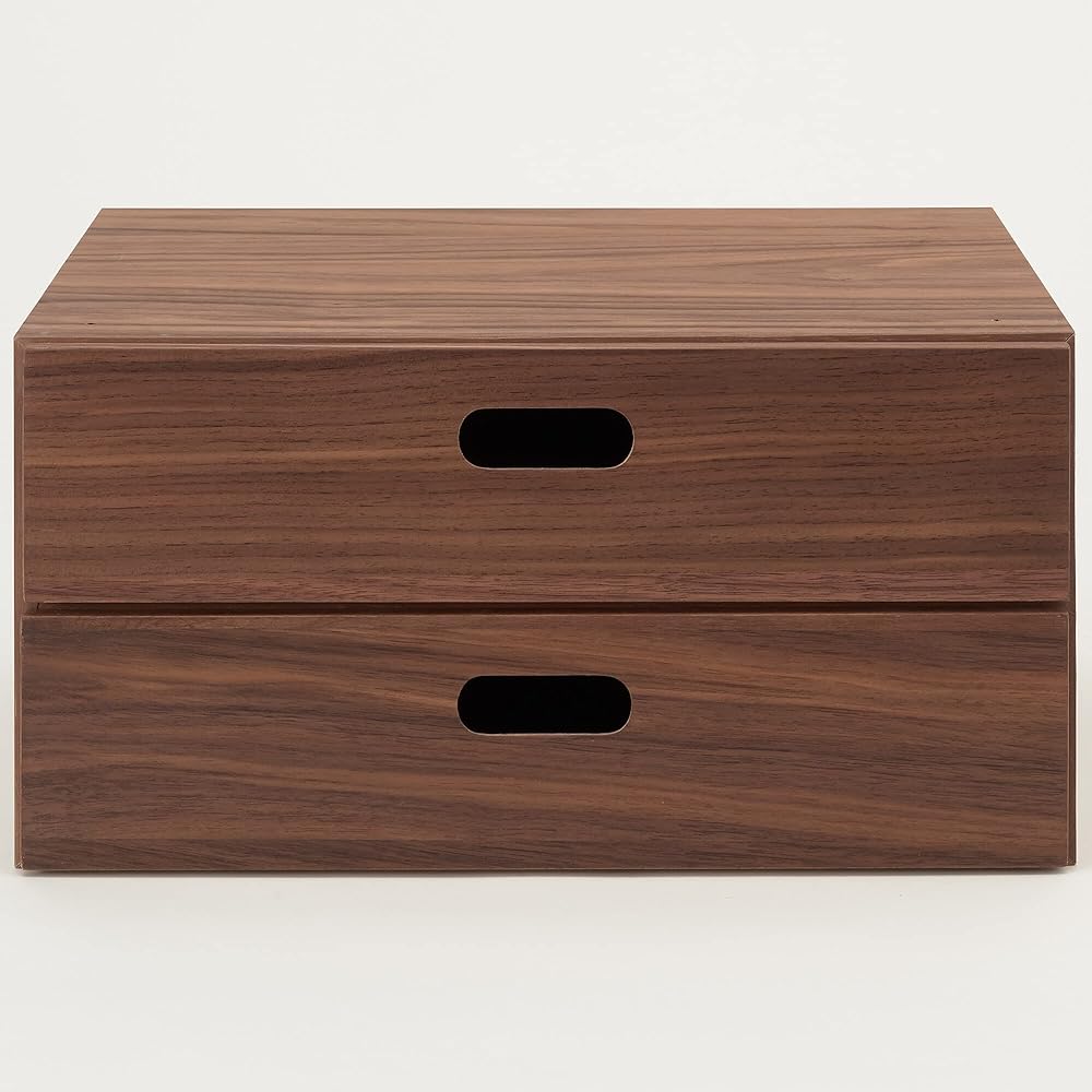 MUJI Stacking Chest Width 37 x Depth 28 x Height 18.5cm Half 2 Drawers Walnut Veneer 12381198