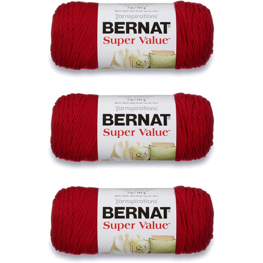 Bernat Super Value Yarn 7oz Cherry Red 3 Pieces