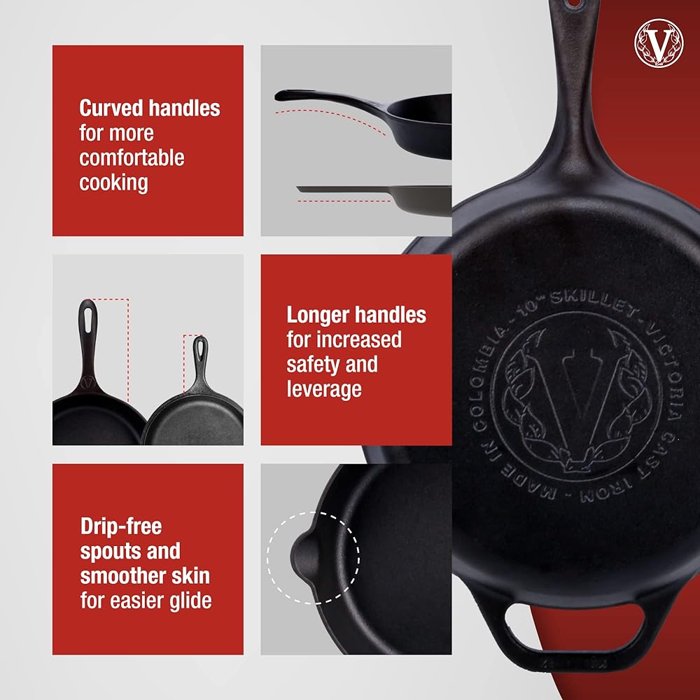 [Genuine Japanese Product] VICTORIA 12 Inch Skillet Frying Pan 30cm SKL212 Cast Iron Skillet Seasoned… (12 Inches)