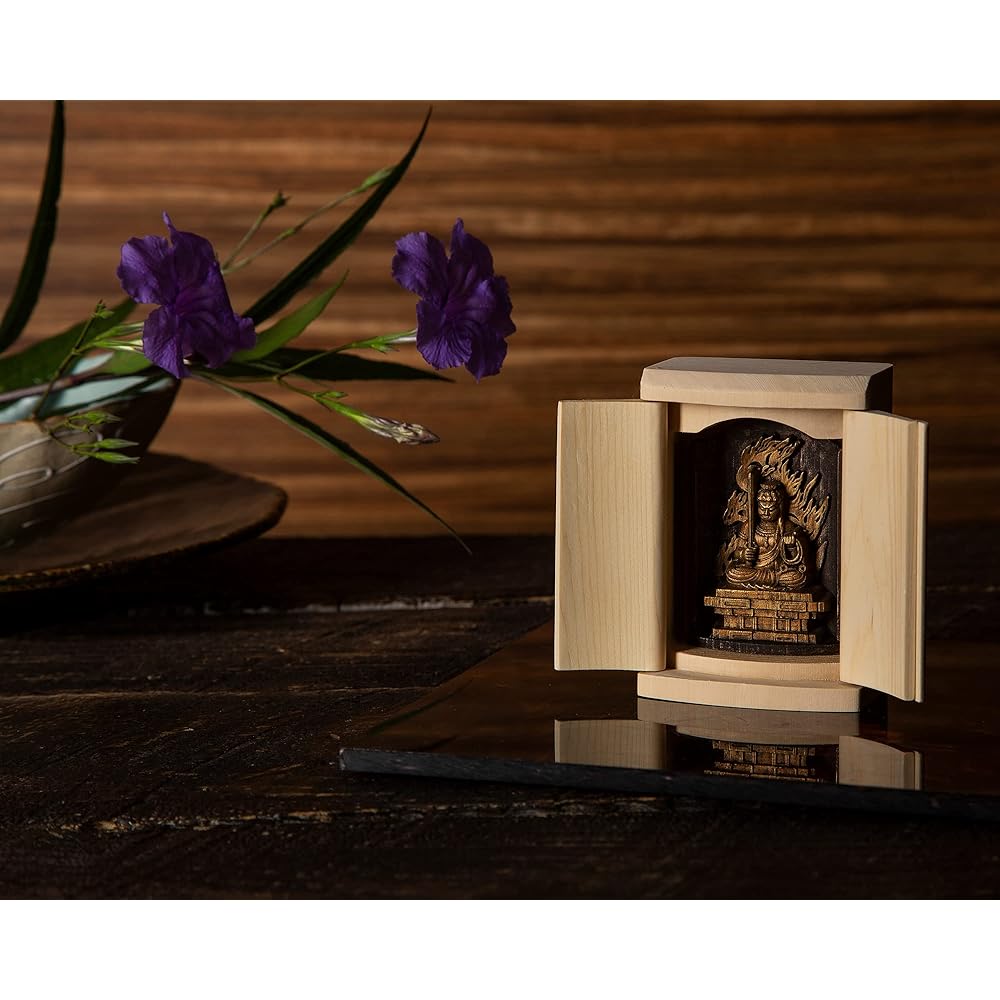 Zeku Fudo Myo-o Buddha statue with Zushi (golden antique finish) Teikakuzan Jujuin prayer _ Born in the year of the Rooster Twelve Zodiac Amulet Principal Image Zodiac (T00254-G