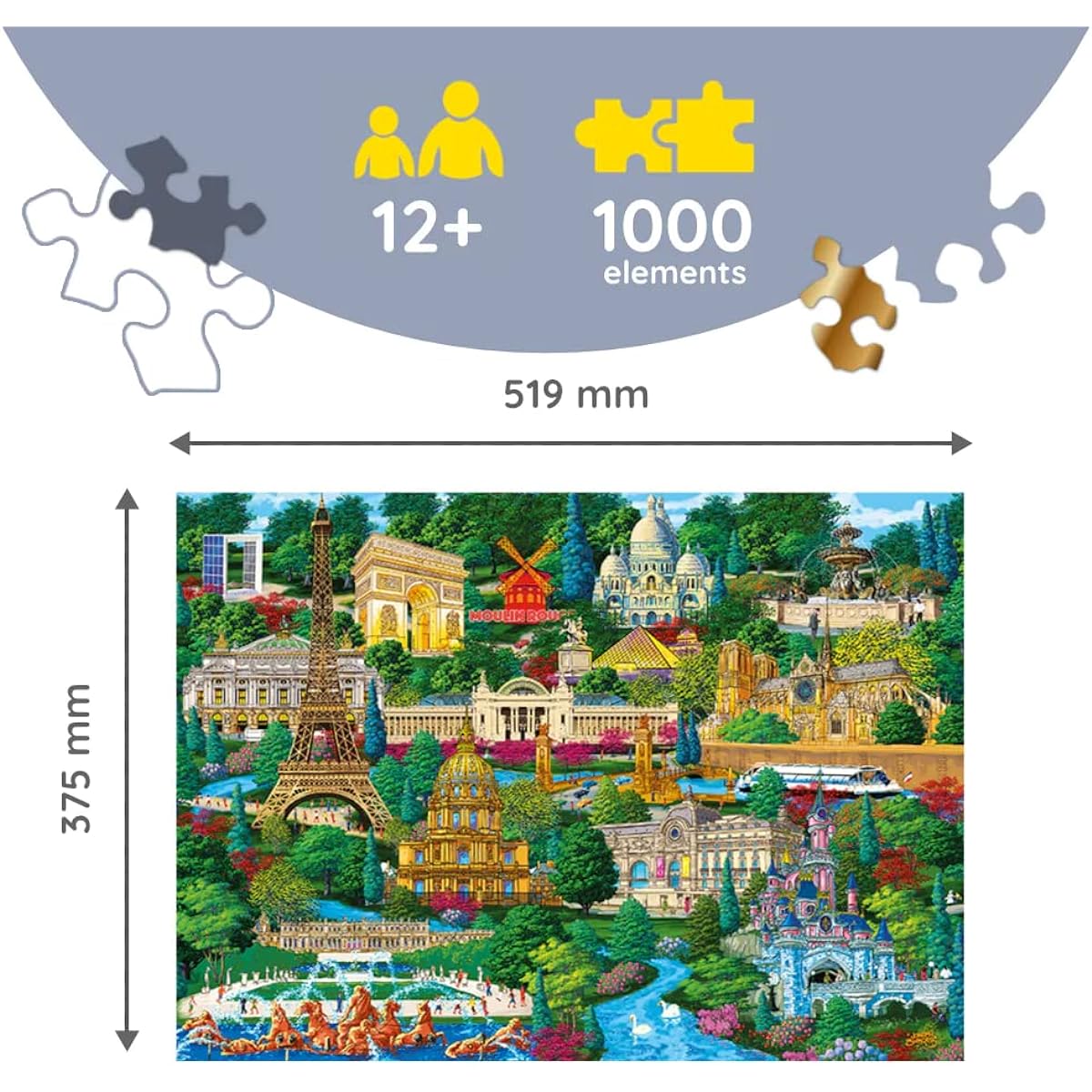 Trefl WOOD CRAFT 1000 Piece Jigsaw Puzzle [French Landmarks] 375 x 519 mm