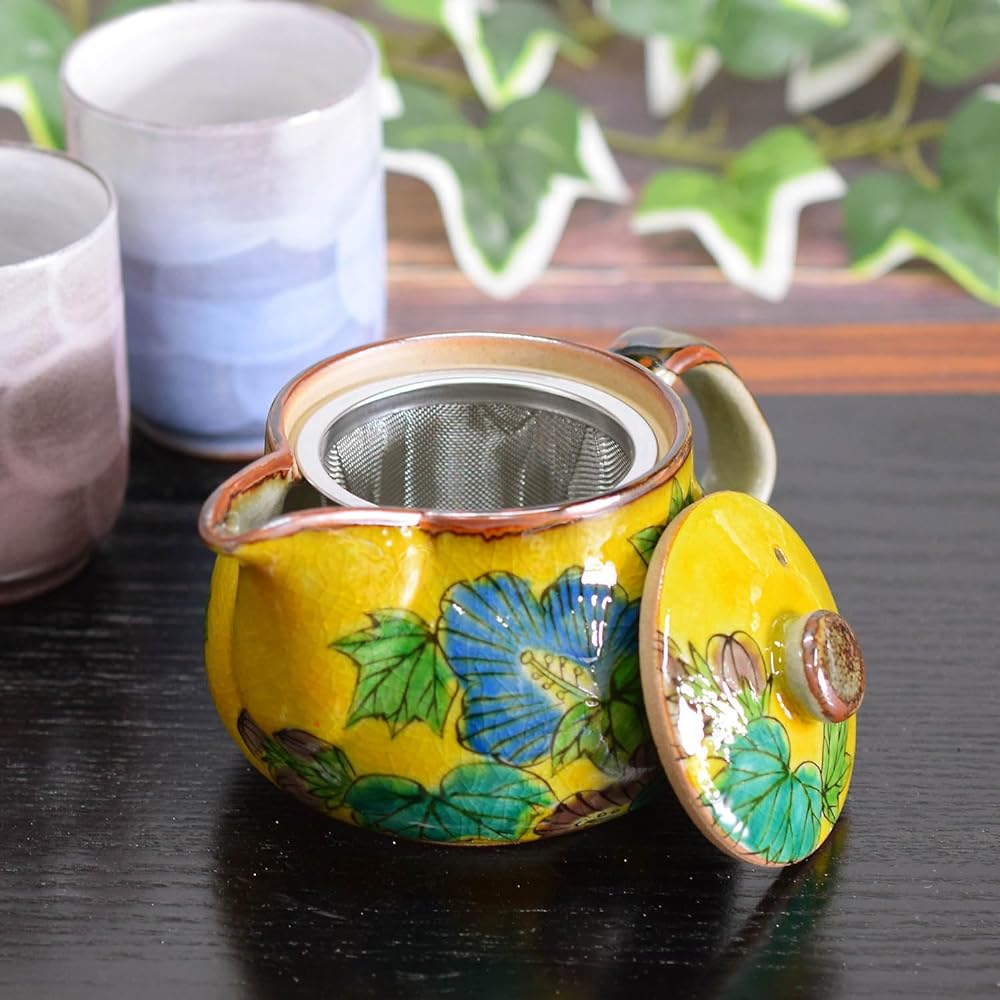 Teapot Stylish Tableware Kutani Ware Pot Yoshidaya Fuyo Pottery Brand Japanese Tableware Made in Japan Comes with Tea Strainer Net