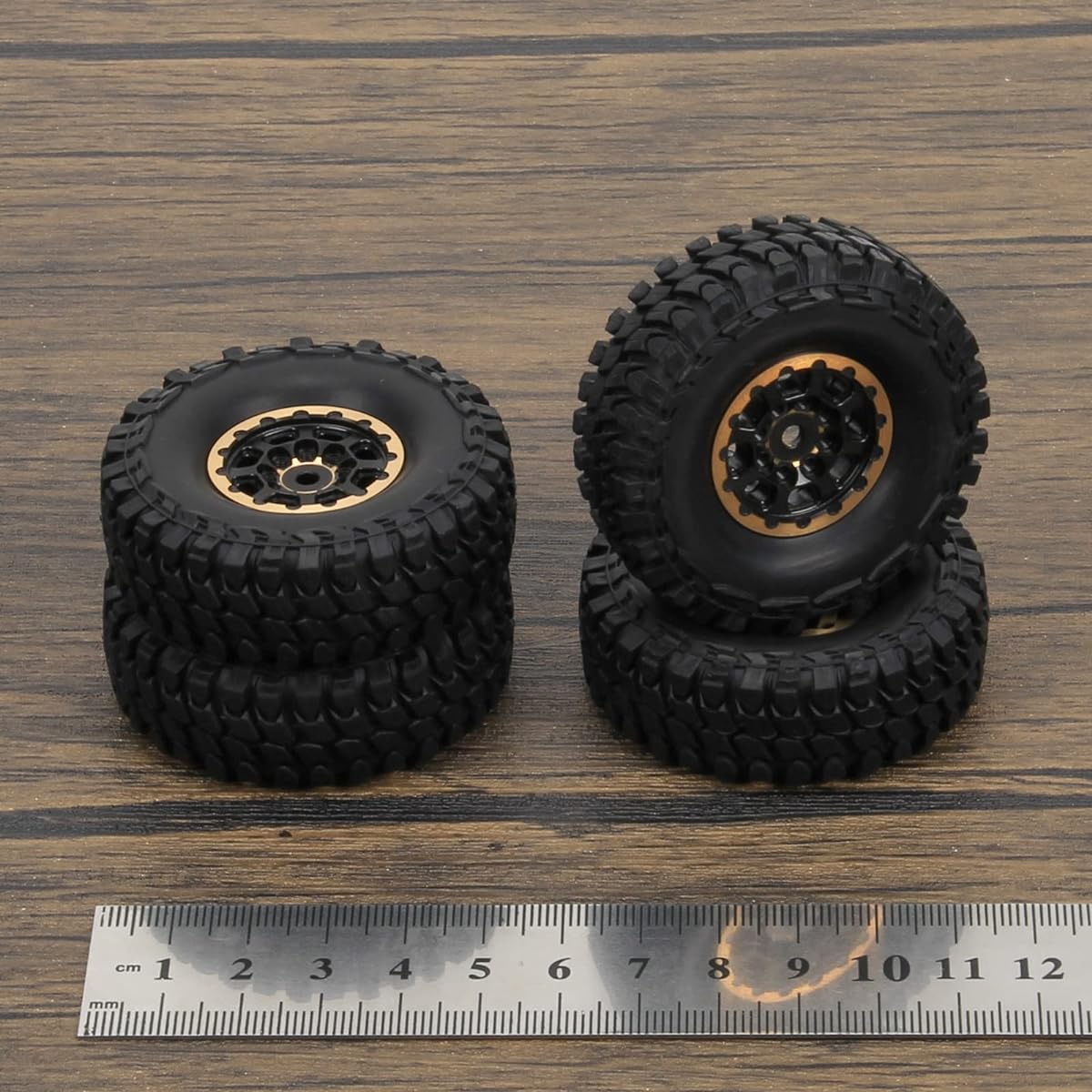 RCAWD Chrome Brass Weights 46g 1" Beadlock Wheel Rim 26*13mm No Glue with 55mm Tire for 1-24 Axial Scx24 Crawler