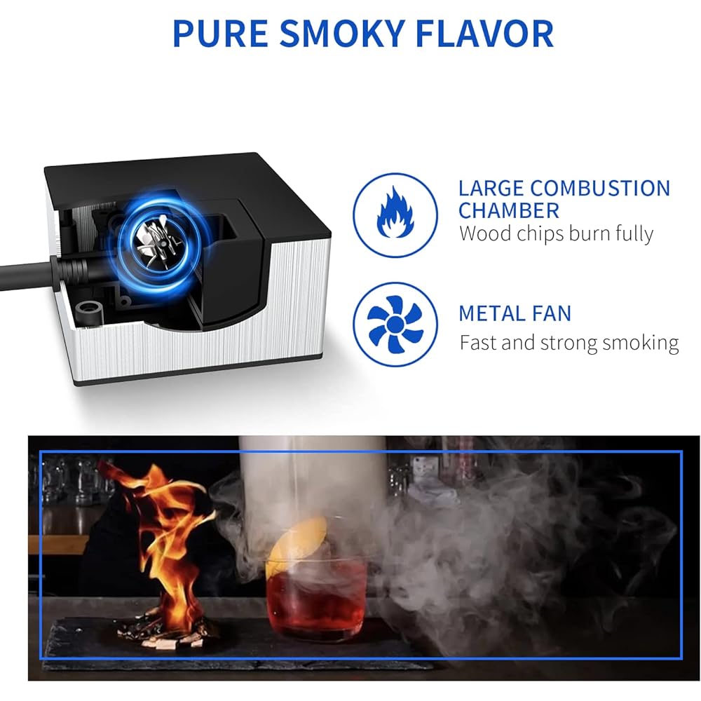 Wancle Smoker Smoking Gun Edible Smoker Portable Smoker for Home and Outdoor Barbecues Lid and Wood Chips Not Included (Silver)