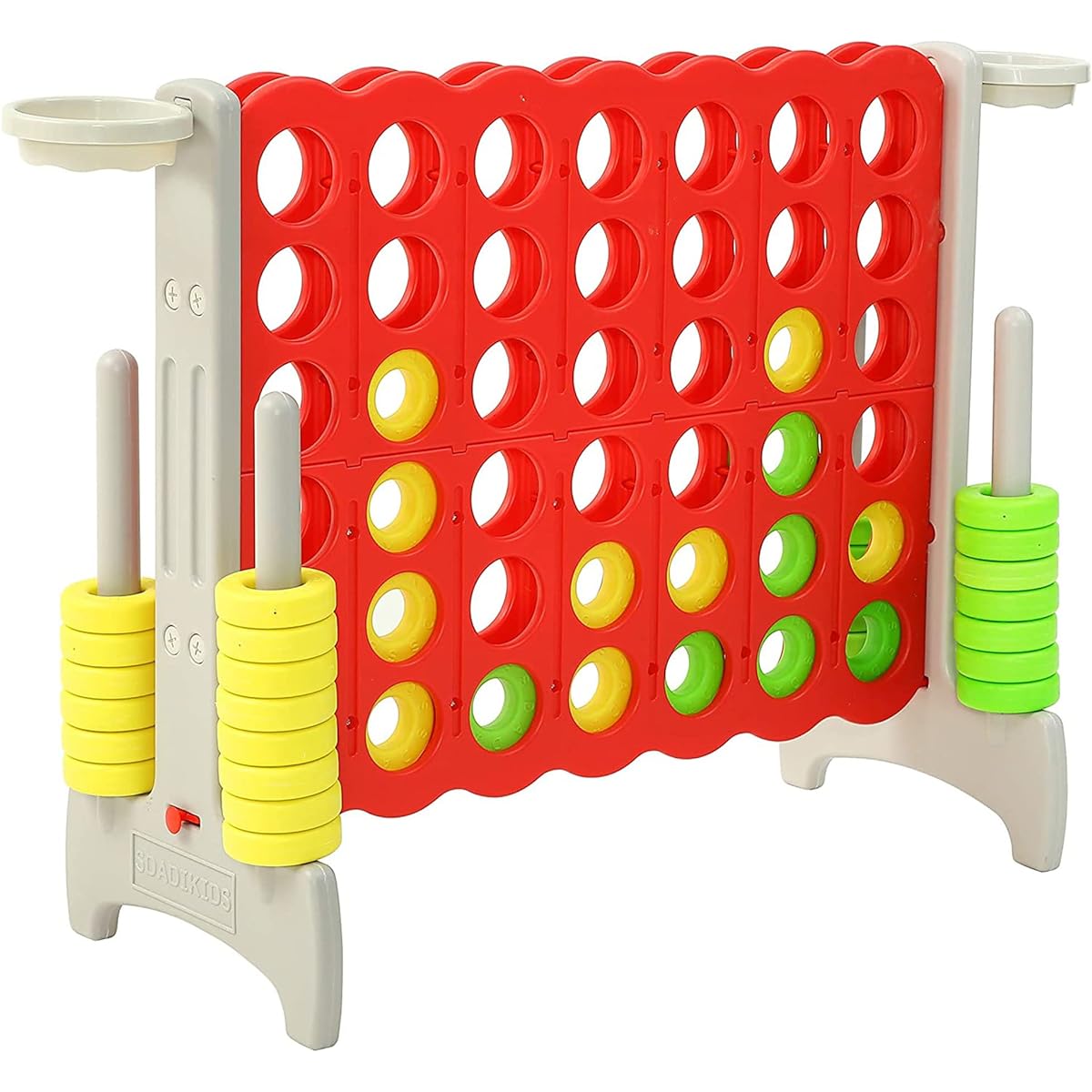 Giant Four in a Row 4ft Adult Yard Connect Game Basketball Activity Outdoor Floor Game Kids Teenage 64" Jumbo Indoor Family Fun Board Game Gray/Red -DSZQ04GR