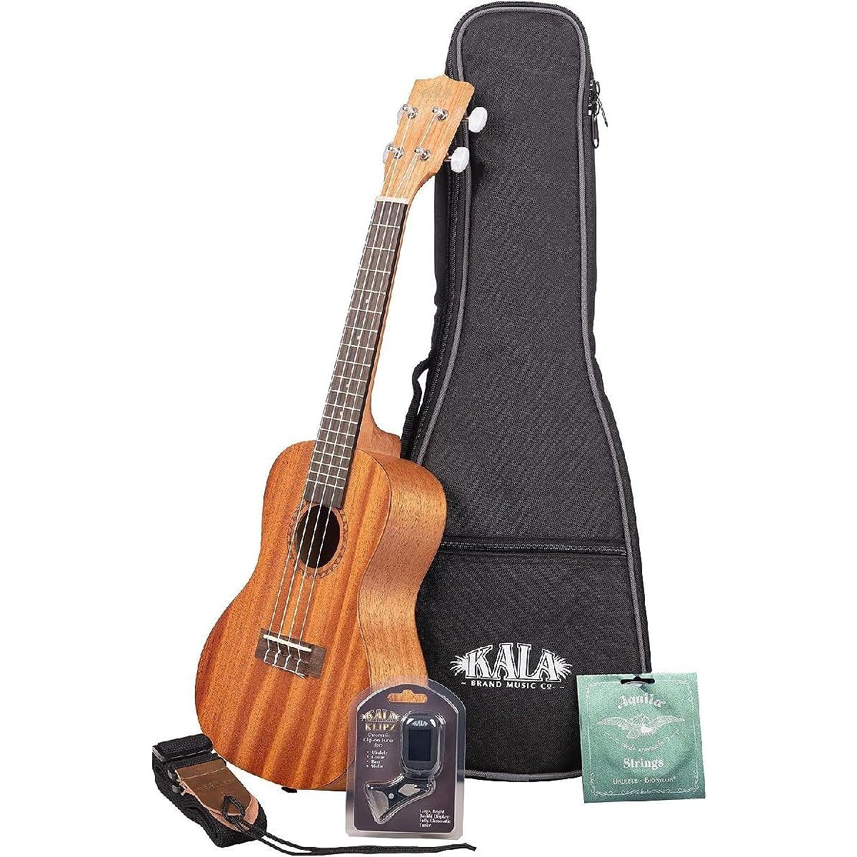 KALA KA15T-BNDL-20_06 Kala Ukulele Set KA-15T Bundle Pack Tenor Beginner Case Strap Replacement Strings Tuner Included