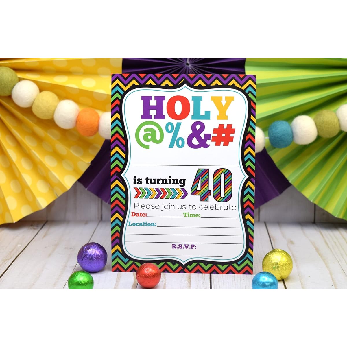 AmandaCreation HOLY @%&# 40th Birthday Party Invitation, Funny 5"x7" Fill-in Cards with 20 White Envelopes for an Anniversary Birthday
