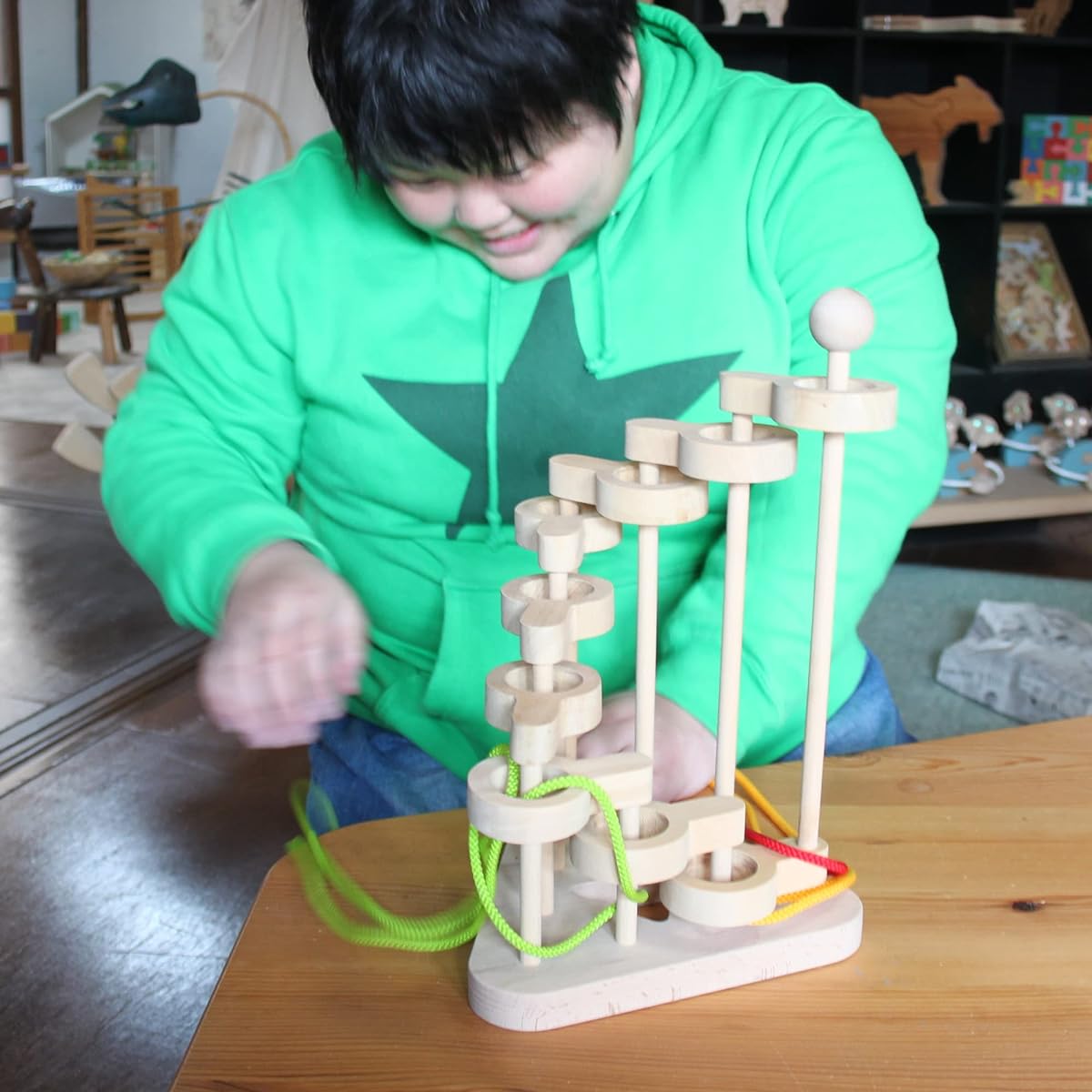 ︎3D puzzle ring (9 levels) Wooden toy brain training Puzzle mania Brain activation Wood education Wooden toy Made in Japan