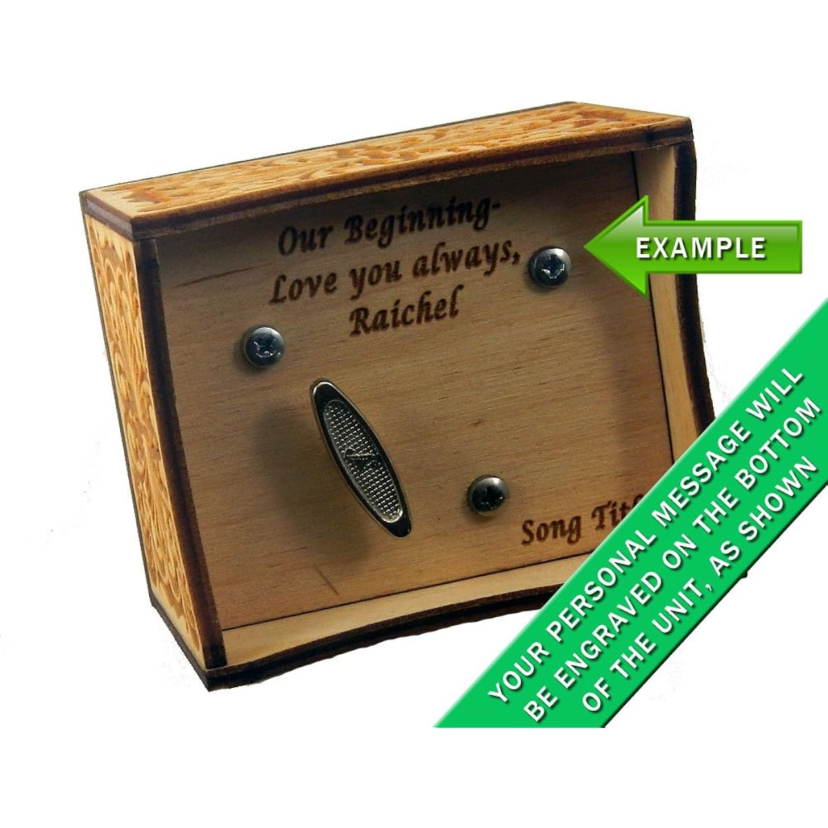 Personalizable Windup Music Box, La Vie En Rose by Edith Piaf, Laser Engraved Birch Wood (Personalized) by The Laser's Edge