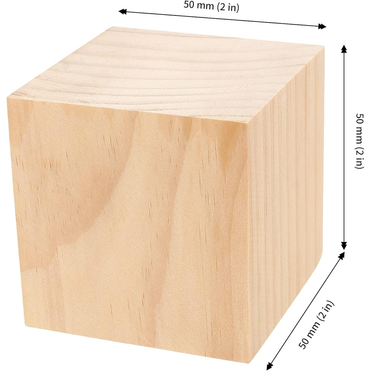 JAPCHET 60 Pieces 2 Inch Square Wooden Cubes, Natural Unfinished Wooden Blocks, Blank Wood Cube Blocks for DIY Crafts, Puzzle Making, Painting, Carving