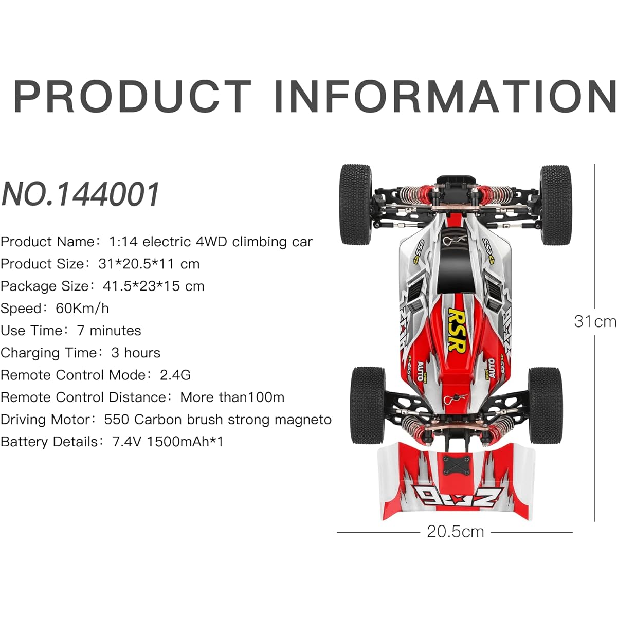 WLtoys 144010 144001 75KM/H 2.4G RC Car Brushless 4WD Electric High Speed Off-Road Remote Control Drift Toys for Children Racing 144001 Red 2B 60KM