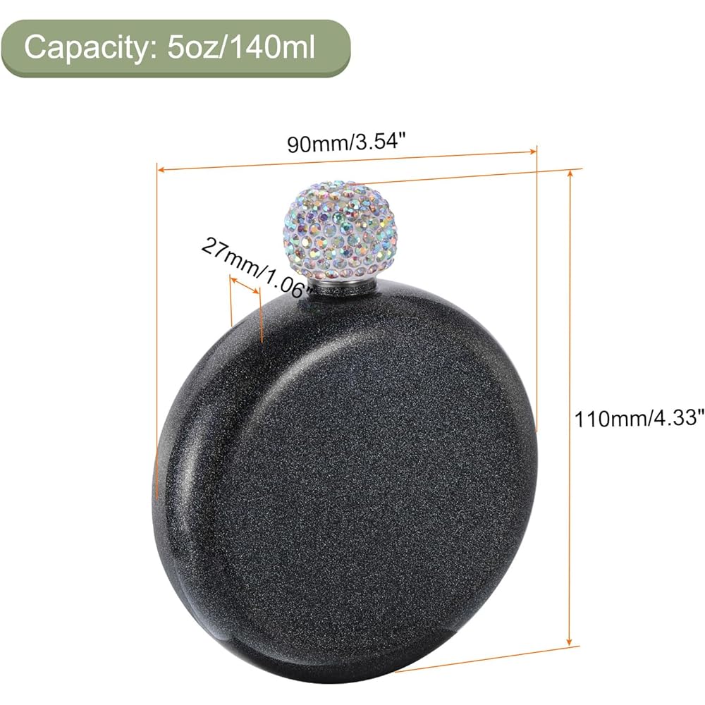 uxcell Hip Flask for Liquor 5oz/140ml Stainless Steel Leak Proof Women's Flask for Camping Hiking Picnic Outdoor Activities Black