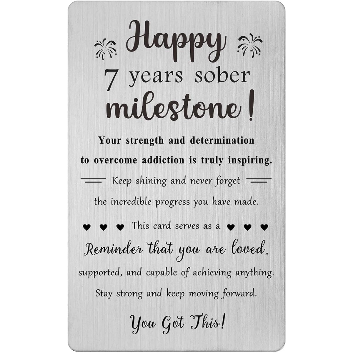 TGCNQ 7 Years of Sobriety Gift - Recovery Gifts for Women and Men - 7 Year Sober Anniversary Metal Card AA NA Gift
