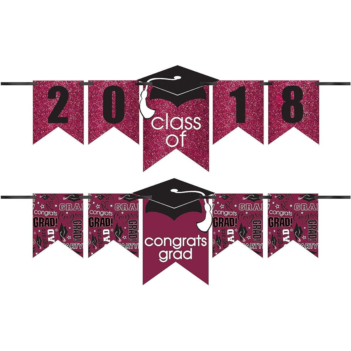 Amscan Class of 2016 Graduation Party Glitter Letter Banner Decorations 65" x 33 1/2" 210420.27