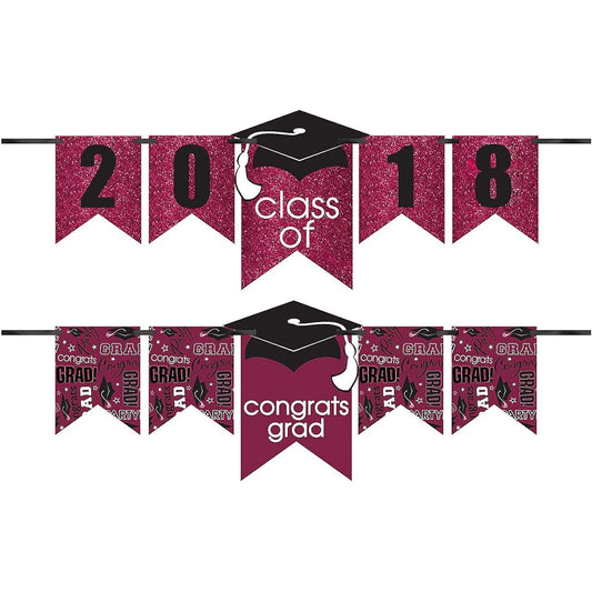 Amscan Class of 2016 Graduation Party Glitter Letter Banner Decorations 65" x 33 1/2" 210420.27