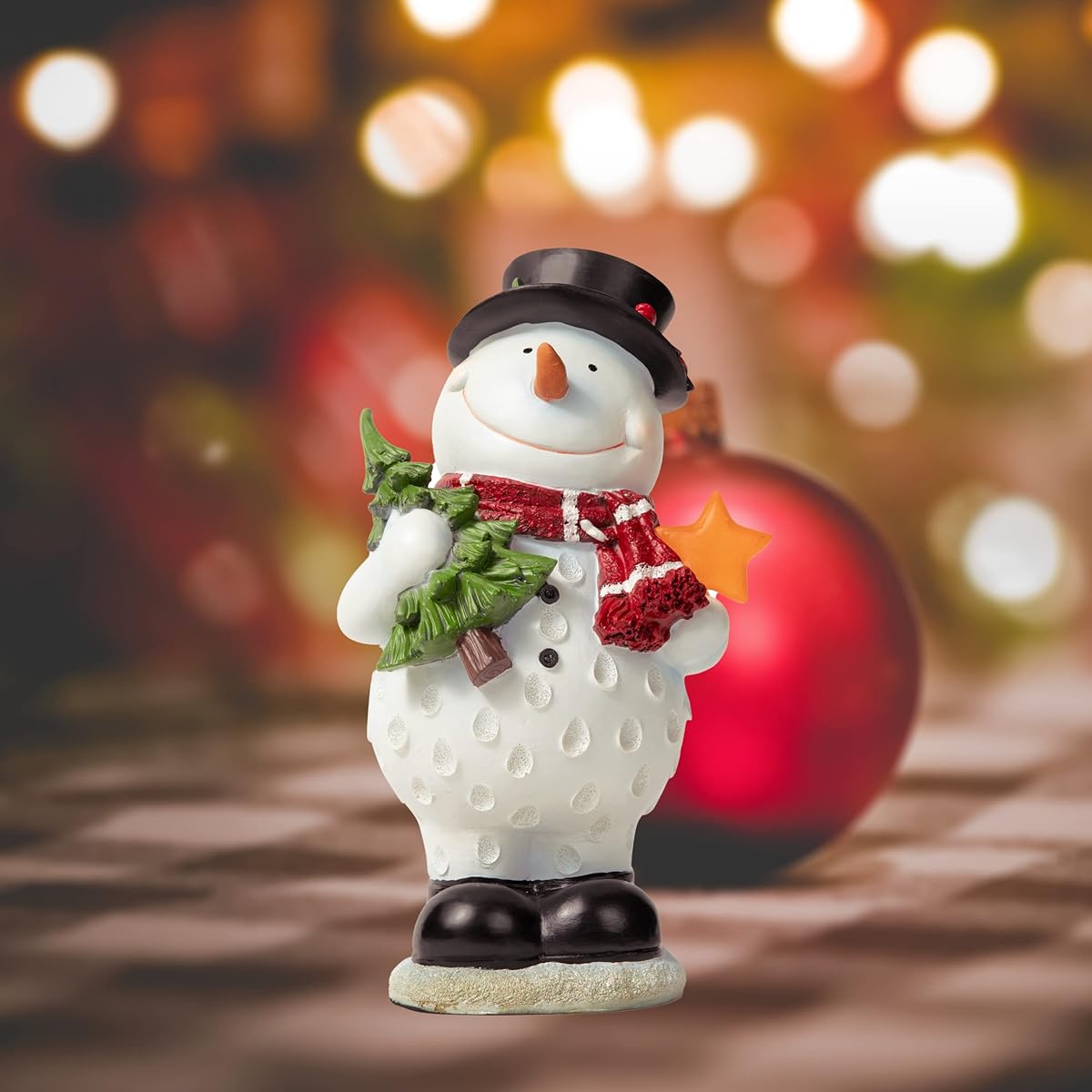 VP Home Christmas Snowman Decorations Christmas Figurine Resin Snowman Lighted Decoration Indoor Glowing Star LED Holiday Light Up Snowman Indoor Festival Fiber Optic Decoration
