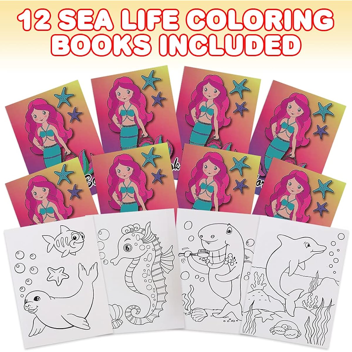 ArtCreativity Sea Life Coloring Books for Kids - Set of 12 5 x 7 Inch Small Coloring Booklets - Fun Treat Prizes, Prize Bag Fillers, Birthday Party Supplies, Art Gifts for Boys and Girls