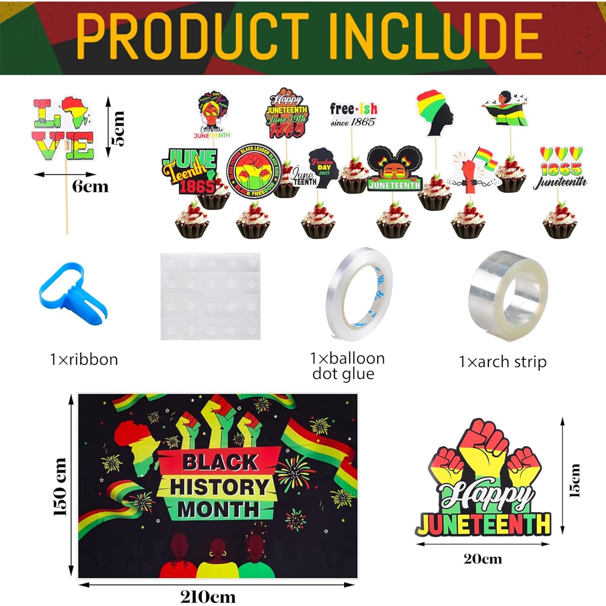 106 Pieces Happy Juneteenth Day Party Decorations Arch Balloon Kit Black American Independence 1865 Juneteenth Day Backdrop Liberty Juneteenth Balloons Juneteenth Balloons 19th 1865 Ceiling Streamers