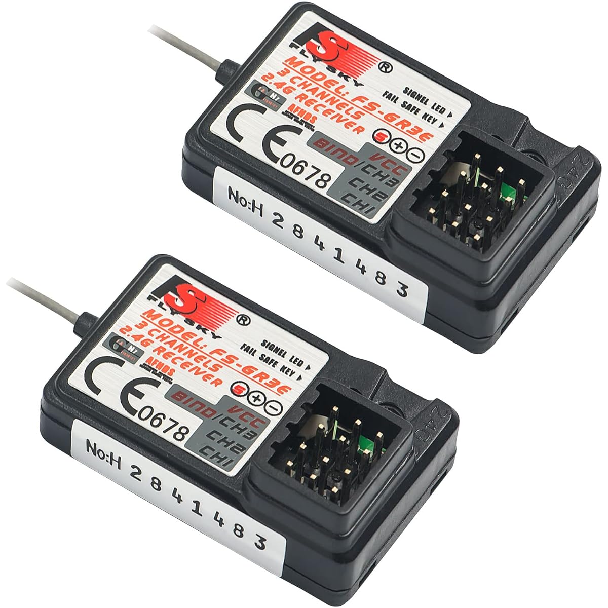 WOAEIUOS Flysky FS-GR3E Receiver AFHDS Long Range 3CH 2.4GHz Surface Receiver for FS-GT2 FS-GT2B FS-GT3B FS-GT3C FS-IT4S Transmitter RC Car Boat (2pcs)