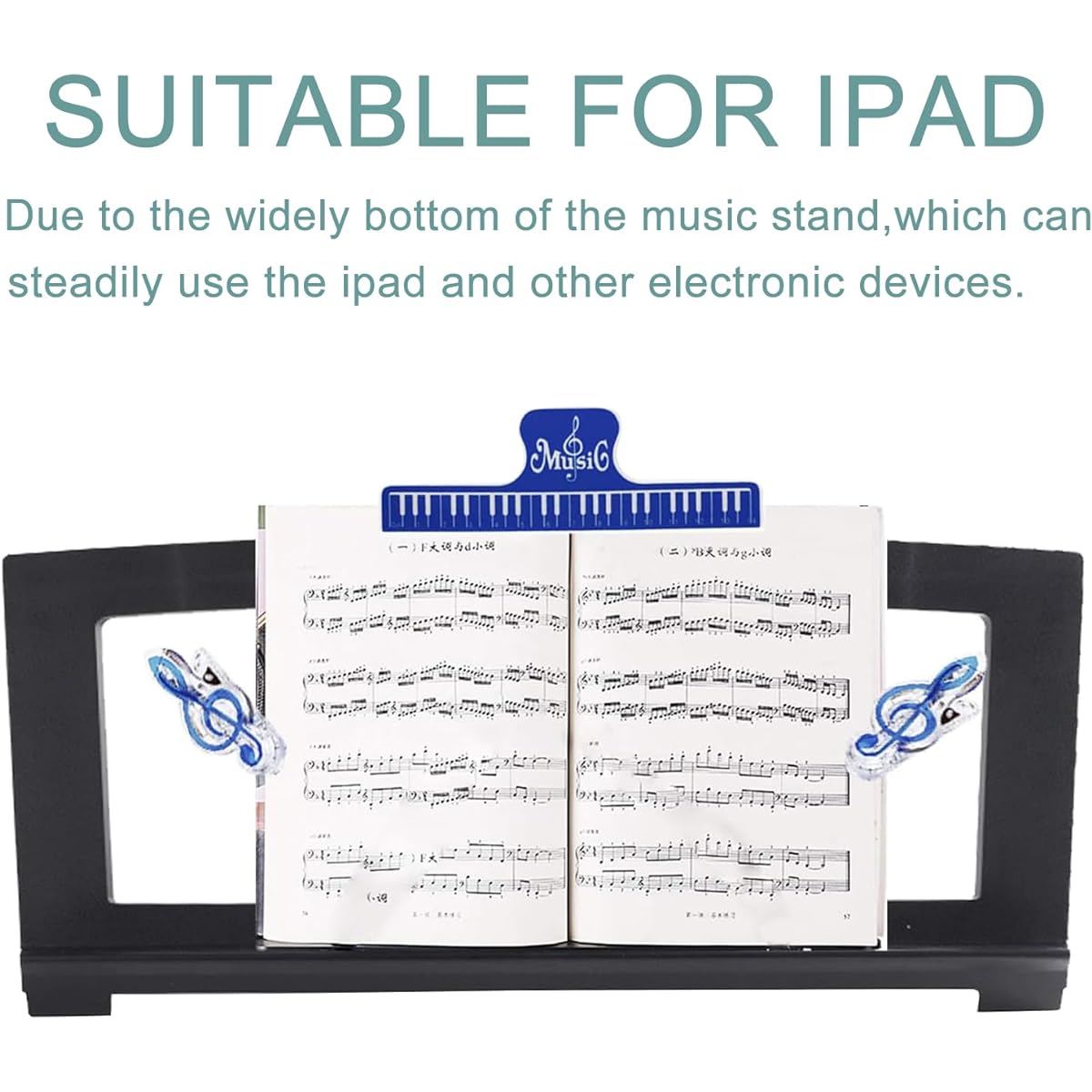 Gorbado Music Stand for Sheet Music, Yamaha Music Stand, Compatible with Multiple Devices, Stable and Durable, Keyboard Music Stand, Includes 3 Sheet Music Clips
