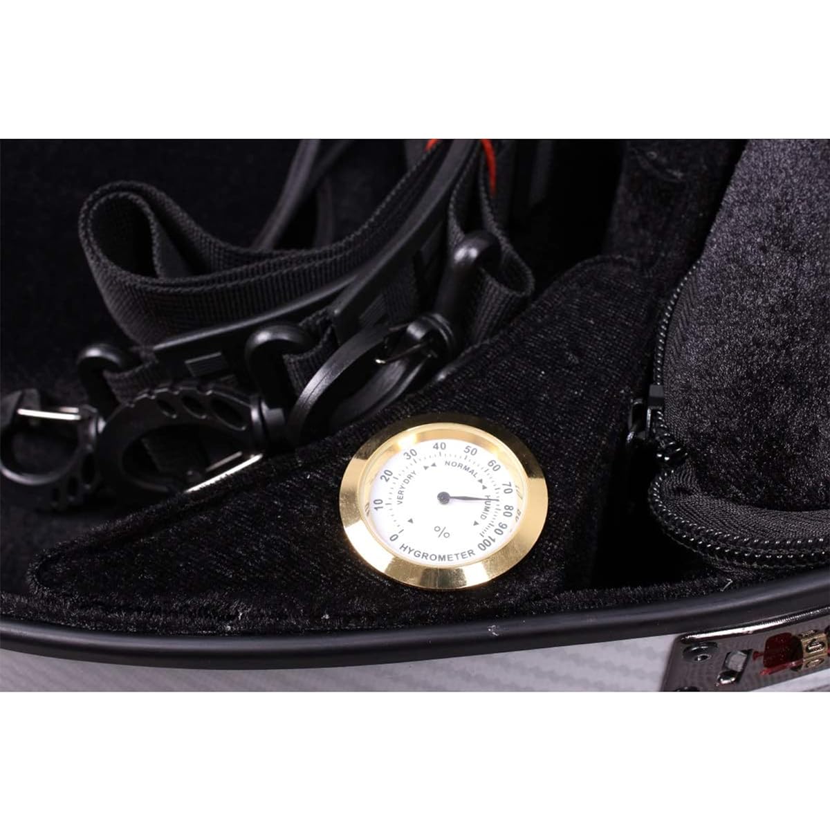 Violin Case 4/4 Full Size Mixed Carbon Fiber Violin Hard Case with Built-in Hygrometer and Password Lock Portable Carrying,White-3/4