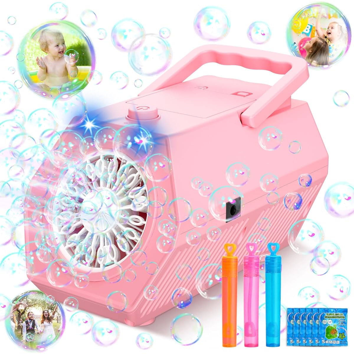 Automatic Bubble Machine Blower for Party - Bubble Maker 2 Speeds Work 15,000/Minute Bubbles Professional Bubble Blower Powered by Plug-in for Outdoor/Travel