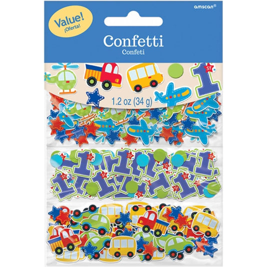 Amscan All Aboard Boy 1st Birthday Value Party Confetti, 35ml, Blue/Red/Green/Yellow