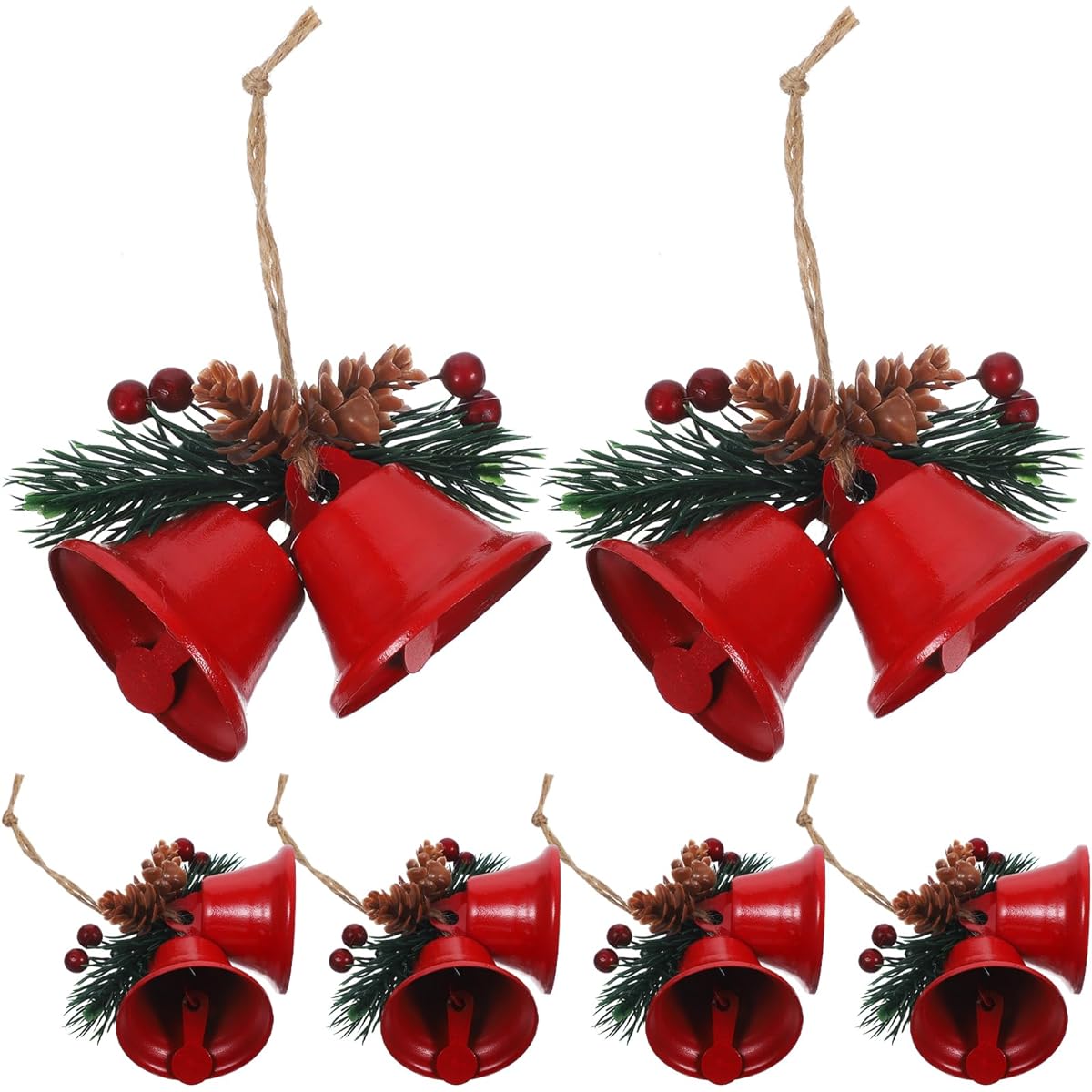 LUOZZY 6pcs Christmas Tree Decorations Metal Bell Pendants Christmas Tree Bells Hanging Ornaments Christmas Party Supplies - Red