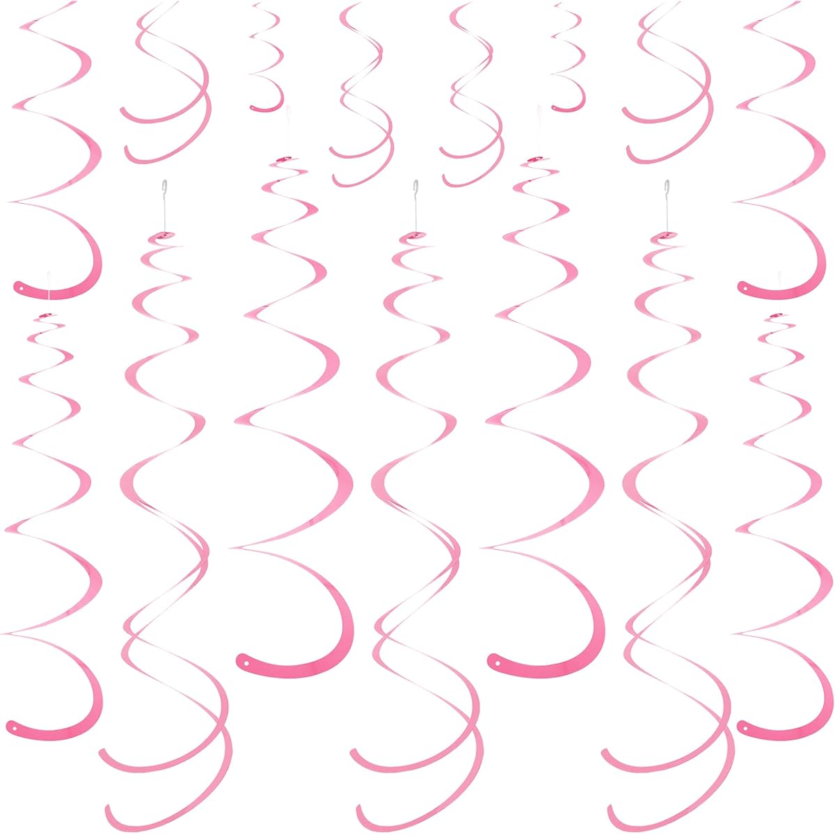 Pink Ceiling Swirl Foil Decorations Hanging Plastic Streamers Themed Swirl Party Valentine's Carnival Celebration 28 Pack