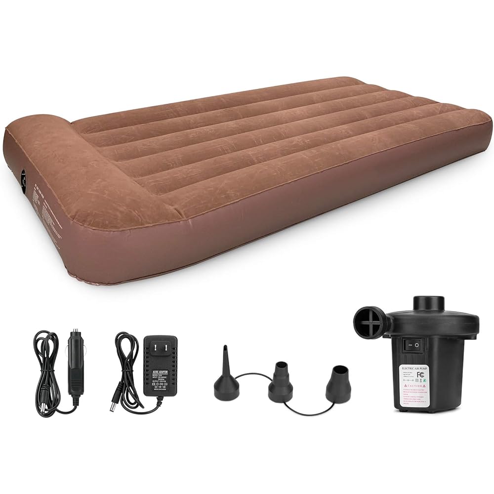 Air Mattress Besttrip Air Bed Inflatable Dimensions 190 x 99 x 25cm Inflatable Mat Air Bed Comes with Electric Air Pump Convenient Storage Camping Accessories Used as Sleeping Mat/Outdoor/Camping/Disaster Prevention Goods, etc.