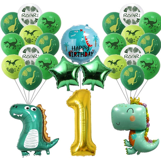 26 Pack Baby Dinosaur Balloons 1st Birthday Dinosaur Party Supplies First Dinosaur Decorations for Baby Boy Girl Birthday Party