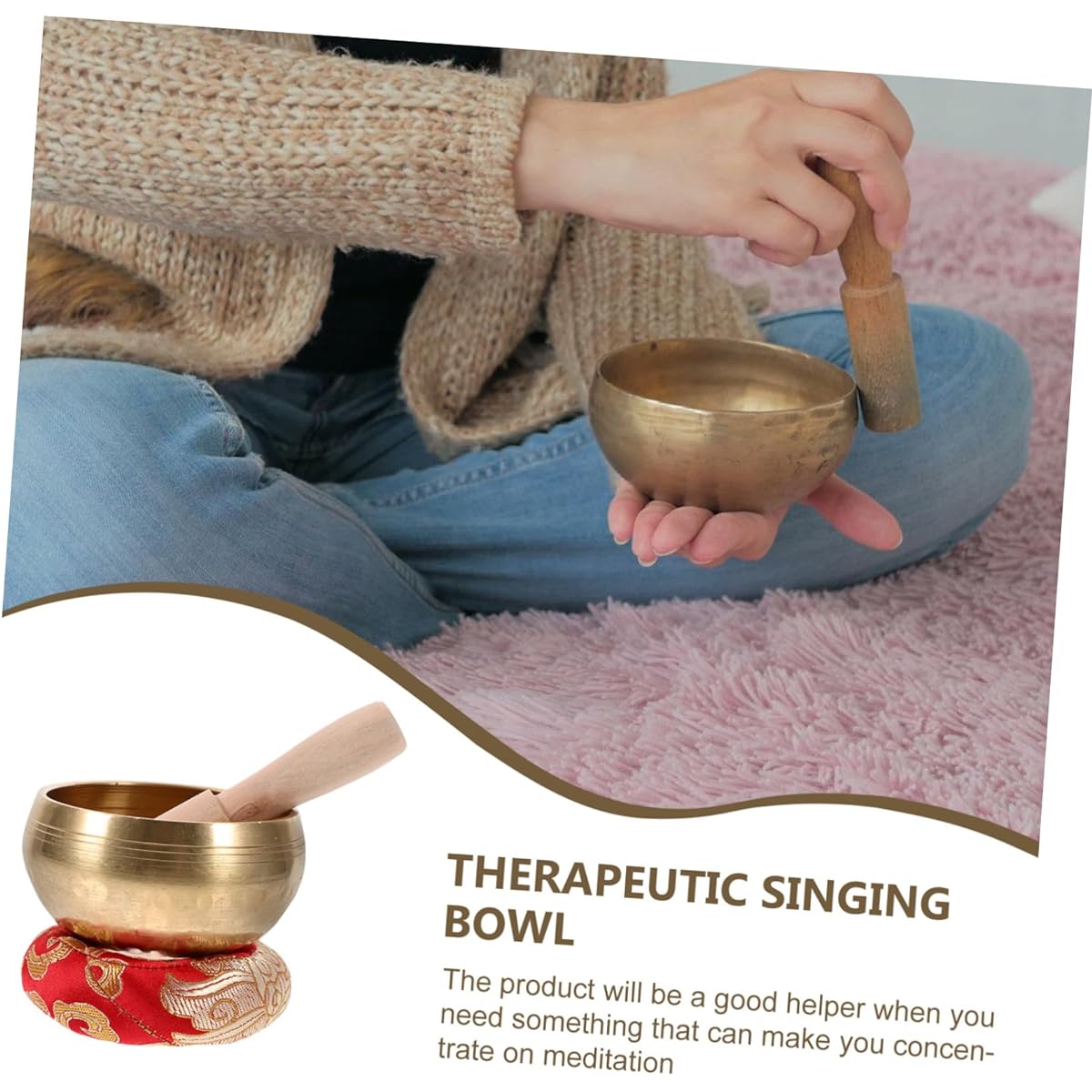 VICASKY Set of 5 Buddha Sound Bowls Tibetan Mallets Healing Sound Bowls Relaxation Bowls Tibetan Singing Bowls Music Bowls Buddha Singing Bowls Musical Bowls