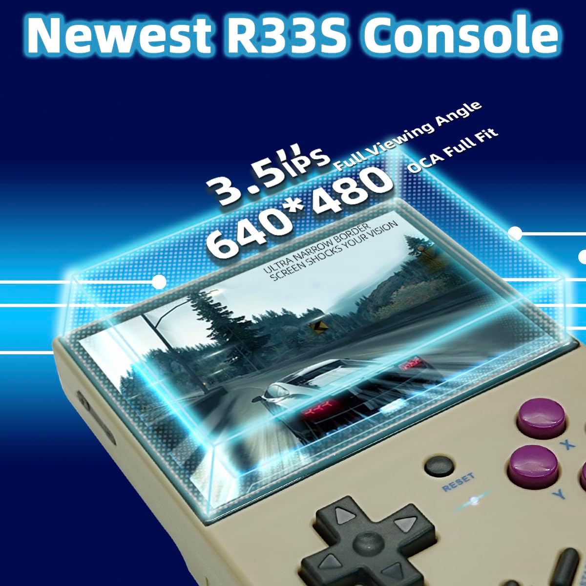R33S Handheld Game Console 3.5 Inch Pre-Installed Emulator System RK3326 3200mAh 32GB+64GB Retro Grey