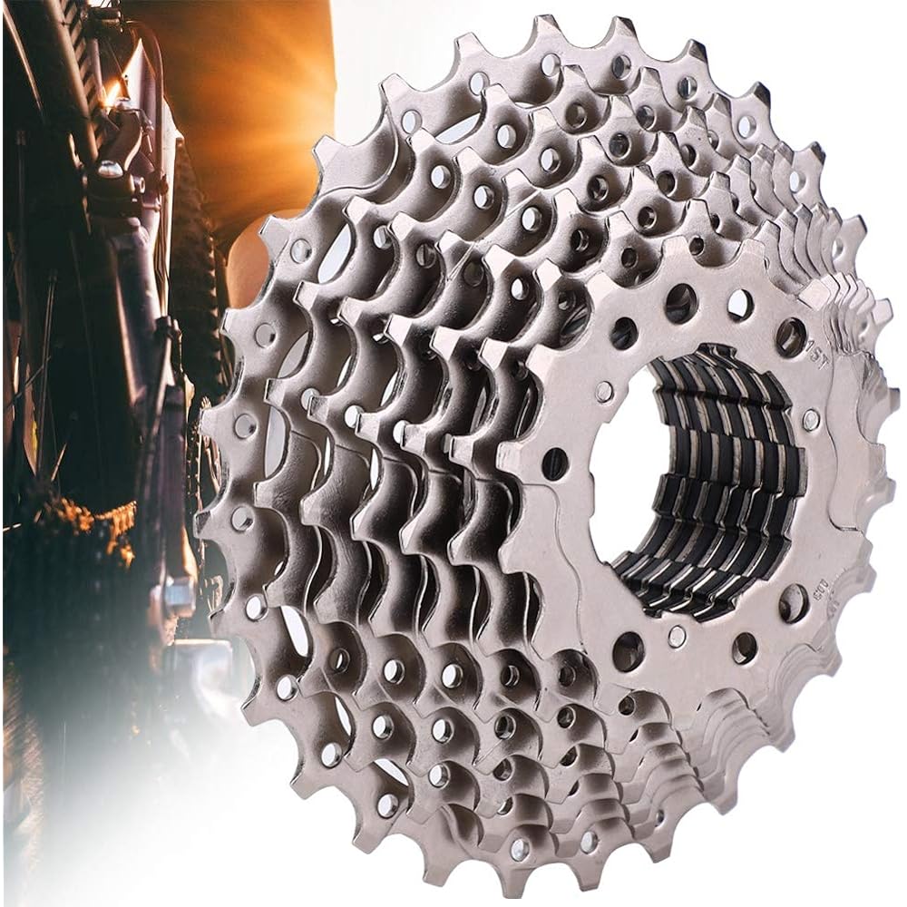 Sprocket 9s Freewheel Hollow Design Lightweight Super Wear-resistant Steel 8/9/10/11 Speed 11-28T Road Bike Freewheel Cassette Sprocket Bicycle Replacement Accessories (9S-11-28T)