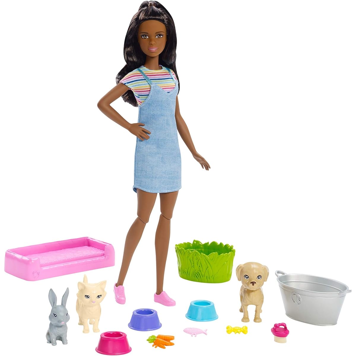 Mattel - Barbie Play 'N' Wash Pets Doll and Playset, African American
