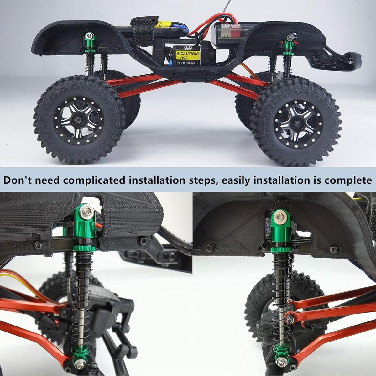 MORLORDY Aluminum Alloy 4pcs RC Shock 48mm Adjustable Shock Absorber Damper for SCX24 Shock 48mm Upgrade 1/24 RC Crawler Car Accessories Black & Purple