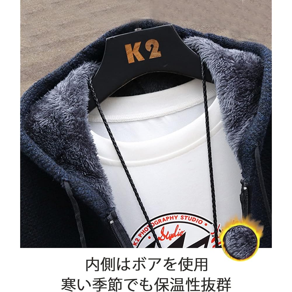 [BLANK BLANC] Men's Parka Boa Cardigan Border Warm Spring Autumn Winter M-2XL B31