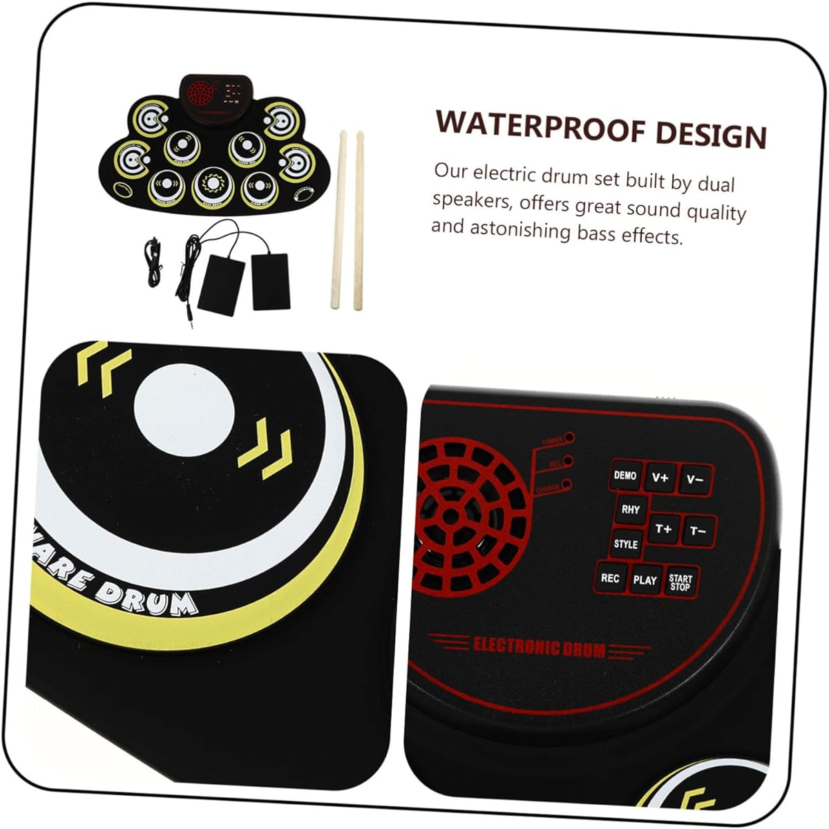 VINTORKY 1 Set Hand Wind Electronic Drum Musical Drum Toy Kids Drum Simple Drum Delicate Percussion Pedal Musical Instrument Drum Practice PVC