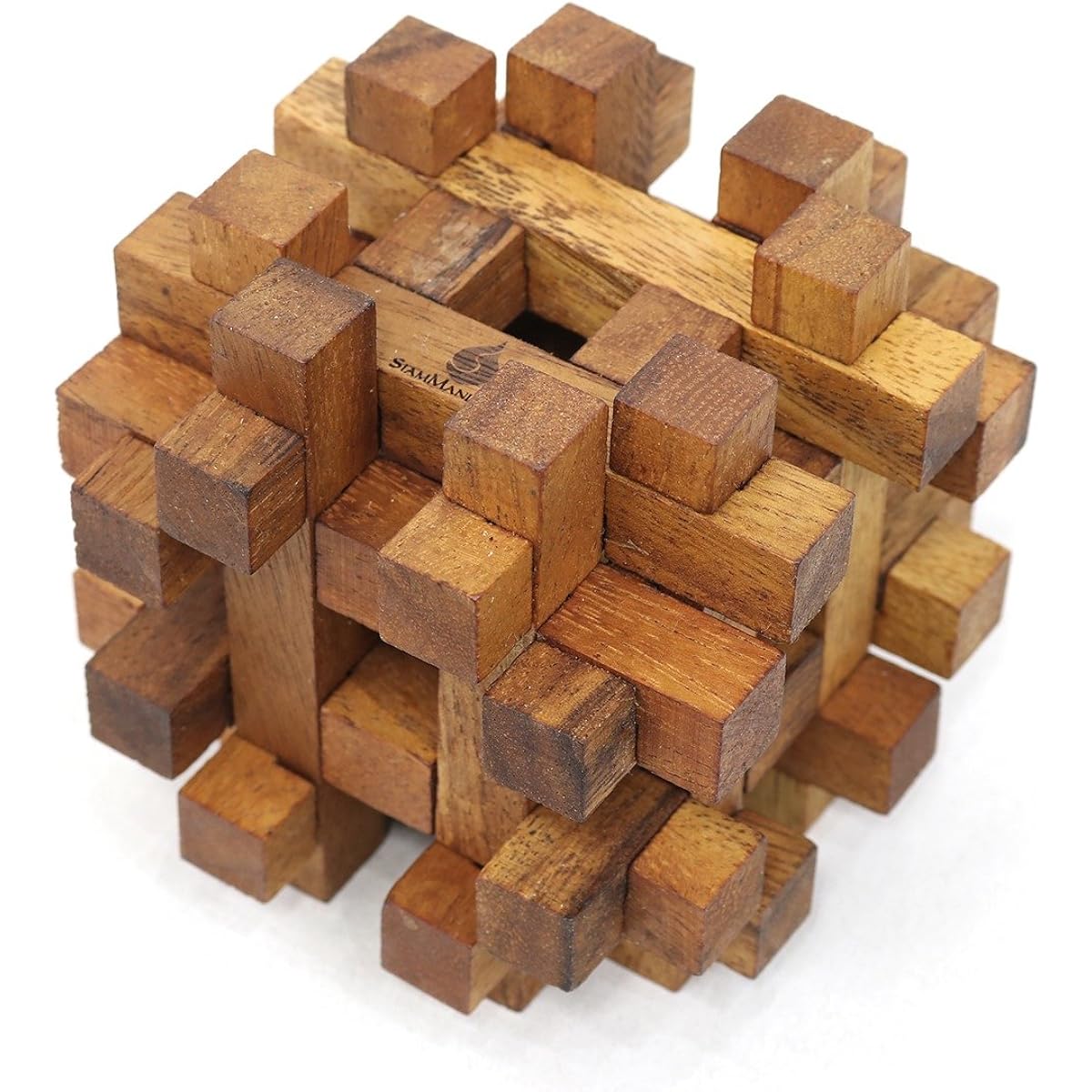 Double Lock-A-Ball: Handmade & Organic 3D Wooden Puzzle for Adults from SiamMandalay with Free SM Gift Box Photo