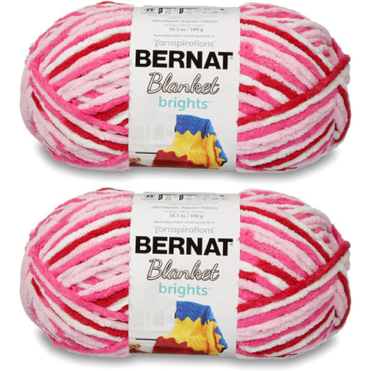 Bernat Blanket Brights Raspberry Ribbon Varg Yarn - 2 Pack of 300g/10.5oz - Polyester - 6 Super Bulky - 220 Yards - Knitting/Crochet