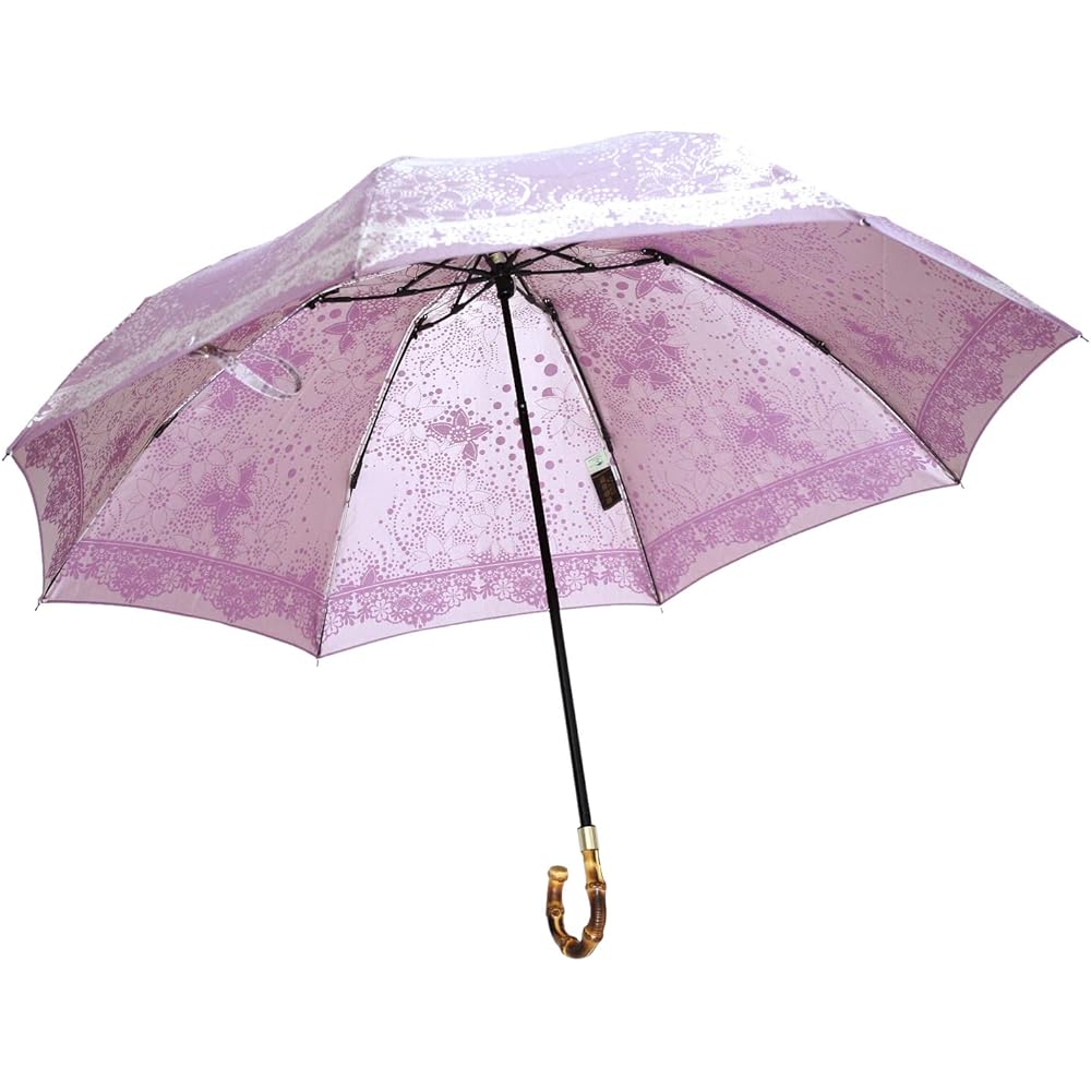 Makita Shoten Co., Ltd. Women's Folding Umbrella Mini Kirie Dot Flower (Purple) Luxury Koshu Ori Made in Japan 13660104