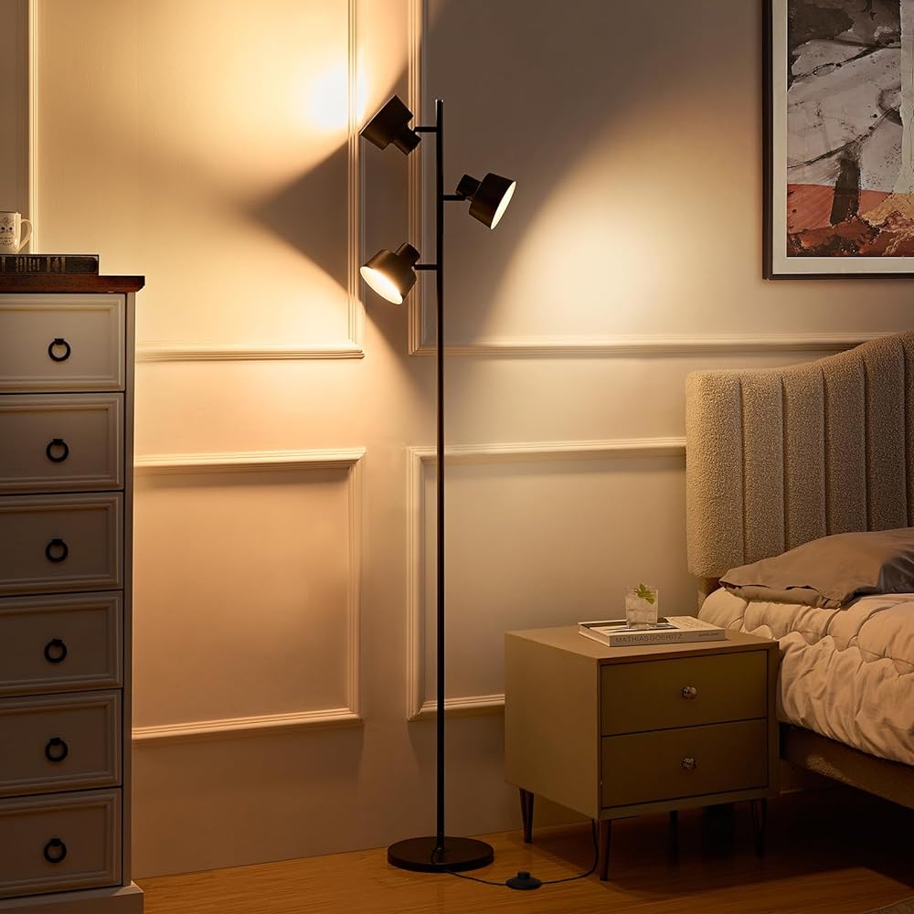Joyly Home LED floor standing light, high brightness and energy saving | With dimming, color adjustment and timer functions | Remote control & touch control | Easy on the eyes and not dazzling | Three independent light sources can be controlled | Made of
