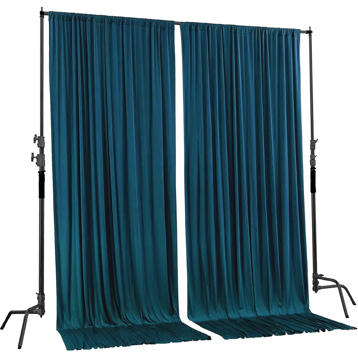 AK TRADING CO. 10' x 10' Dark Teal IFR Polyester Background Drape Curtain Panel with Rod Pocket for Wedding Party Home Window Decoration