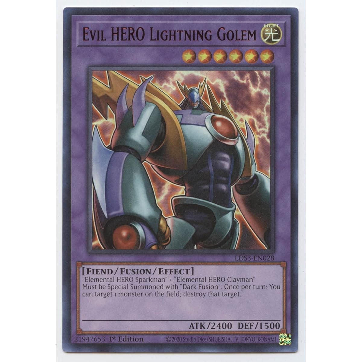 Evil Hero Lightning Golem (Red) - LDS3-EN028 - Ultra Rare - 1st Edition.