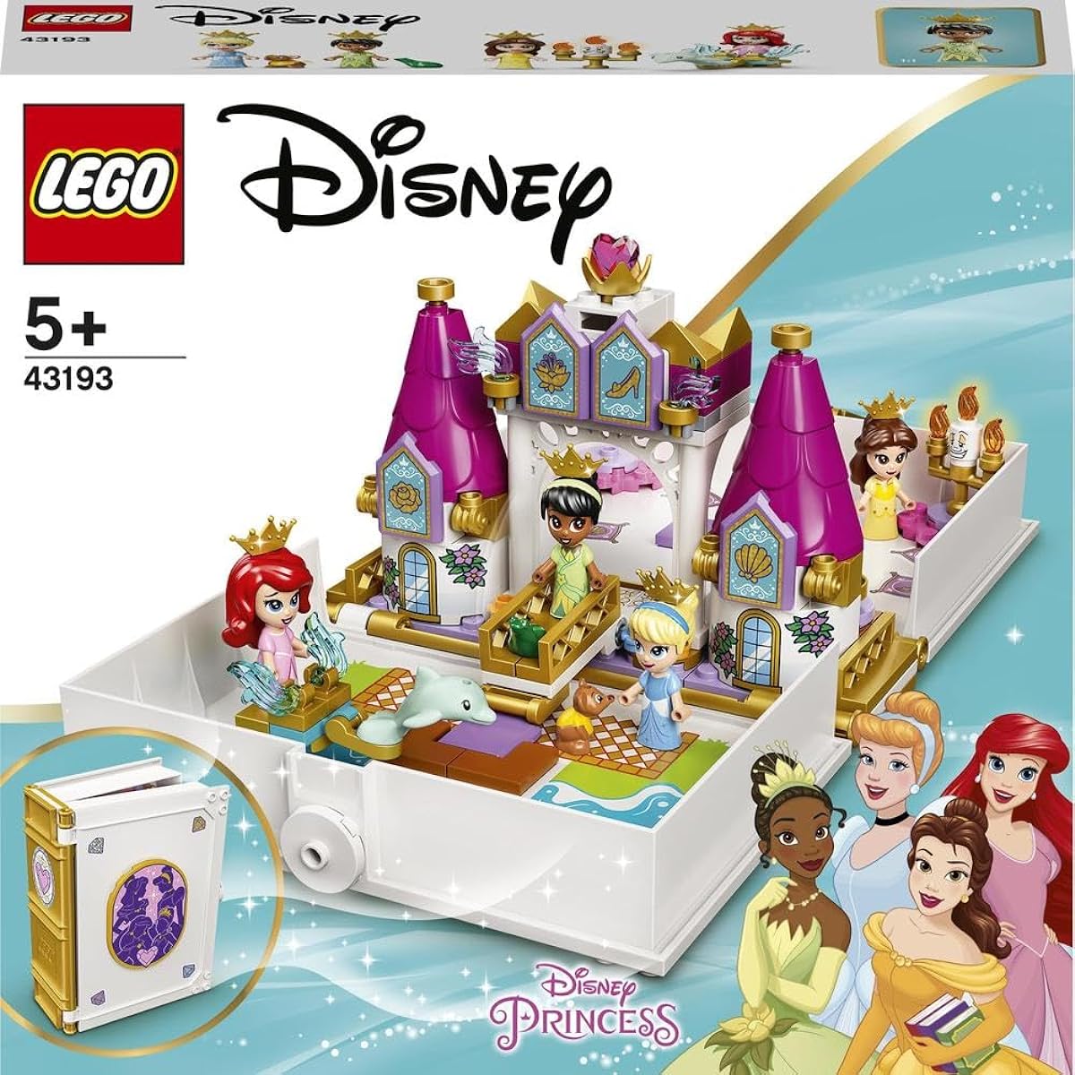 LEGO Disney Princess Ariel, Belle, Cinderella, Tiana Princess Book 43193 Toy Blocks Gift Princess Girl Age 5 and up
