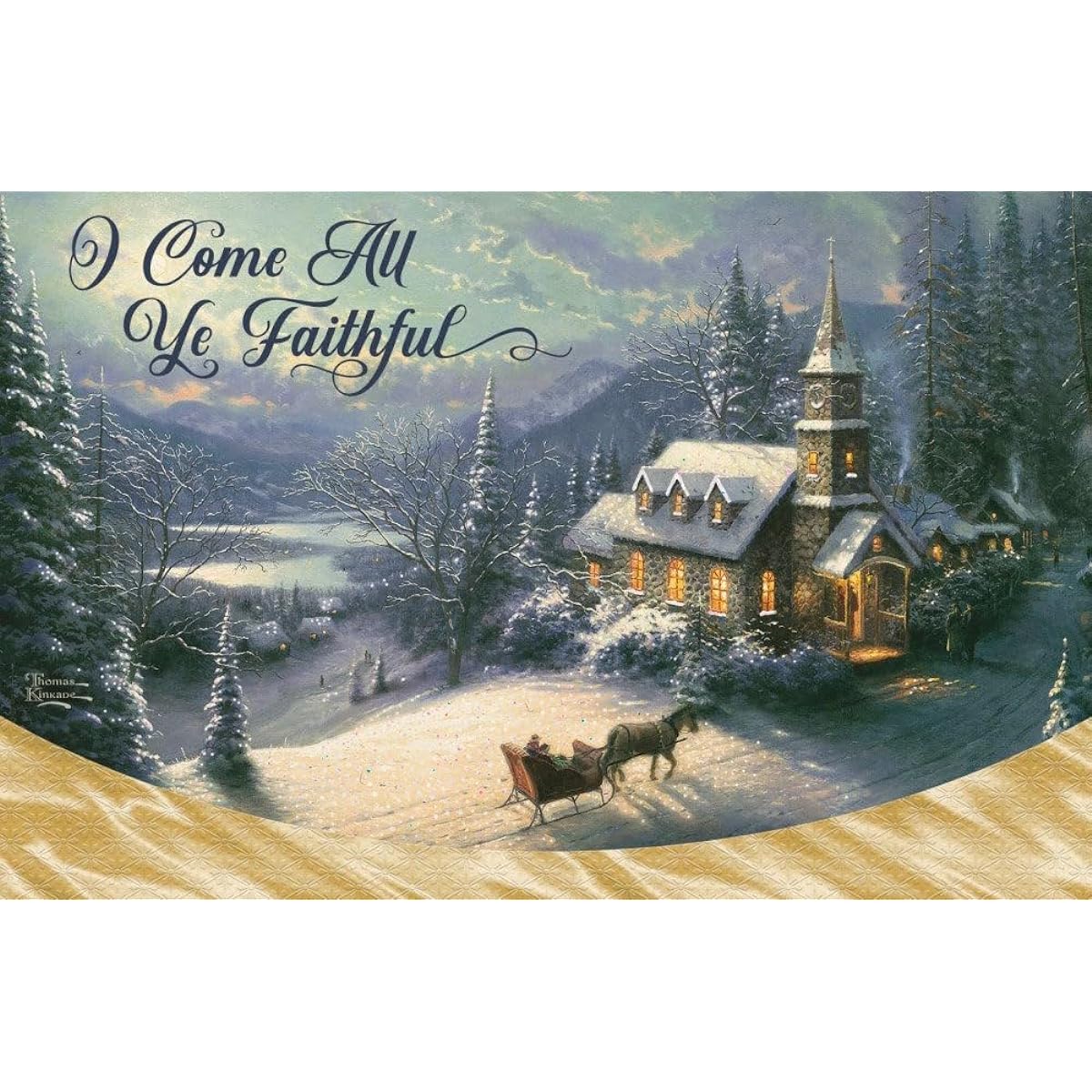 DaySpring Thomas Kinkade Oh Come All Ye Faithful 18 Christmas Boxed Cards and Envelopes (U1008)