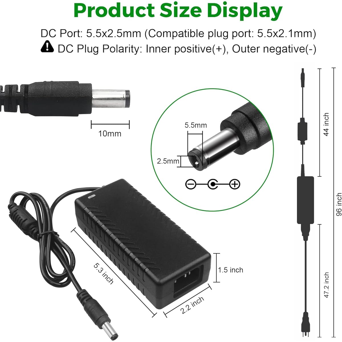 LeTaoXing 24V Power Supply 4A 96W Adapter AC 100-240V DC 24V 4amp Transformer Converter Replacement for 3.75A 3.5A 3.3A 3.2A 3A 3A Massage Chair LED Strip CCTV Camera LCD Monitor